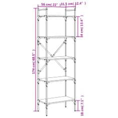 Vidaxl Knjižna omara 5-nadstropna črna 56x31,5x174 cm inženirski les