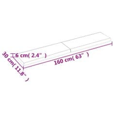 Vidaxl Stenska polica temno rjava 160x30x(2-6) cm trdna hrastovina