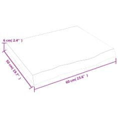 Vidaxl Stenska polica temno rjava 60x50x(2-6) cm trdna hrastovina