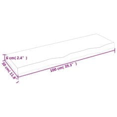 Vidaxl Kopalniški pult 100x30x(2-6) cm neobdelan trden les