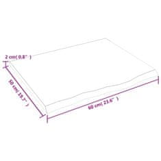 Vidaxl Kopalniški pult svetlo rjav 60x50x2 cm obdelan trden les