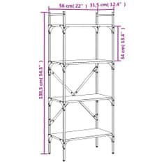 Vidaxl Knjižna omara 4-nadstropna sonoma 56x31,5x138,5 cm inž. les