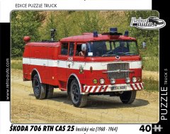 RETRO-AUTA Puzzle TRUCK št. 5 Škoda 706 RTH CAS 25 gasilsko vozilo (1960-1964) 40 kosov