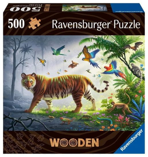 Ravensburger Puzzle - Tiger v džungli 500 kosov, lesene