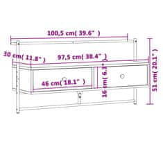 Vidaxl TV omarica stenska rjavi hrast 100,5x30x51 cm inženirski les