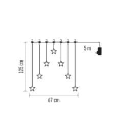 Emos LED božični zastor – 7 zvezdic, 67x125 cm, notranji, topla bela