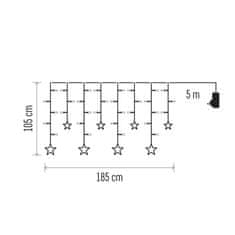 Emos LED božični zastor – zvezde, 185x105 cm, notranji, topla bela