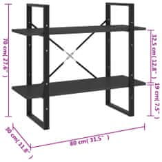 Vidaxl Knjižna omara 2-nadstropna siva 80x30x70 cm iverna plošča