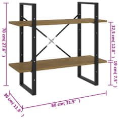 Vidaxl Knjižna omara 2-nadstropna 80x30x70 cm trdna borovina