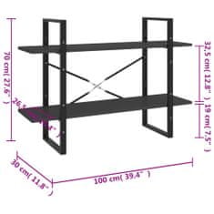 Vidaxl Knjižna omara 2-nadstropna siva 100x30x70 cm iverna plošča