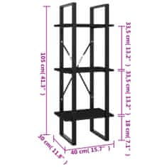 Vidaxl Knjižna omara 3-nadstropna črna 40x30x105 cm iverna plošča