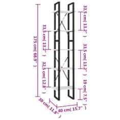 Vidaxl Knjižna omara 5-nadstropna bela 40x30x175 cm borovina