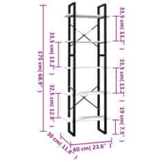 Vidaxl 5-nadstropna knjižna omara bela 60x30x175 cm borovina
