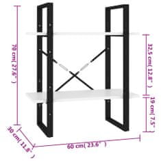 Vidaxl Knjižna omara 2-nadstropna bela 60x30x70 cm iverna plošča