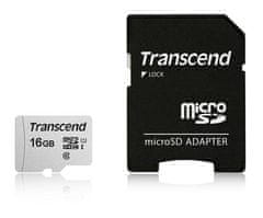 Transcend Pomnilniška kartica 16 GB microSDHC 300S UHS-I U1 (razred 10) (z adapterjem)