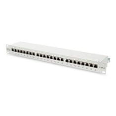 Digitus CAT 6 patch panel, zaščitena, 24 priključkov RJ45, 8P8C, LSA, 1U, za montažo v omaro, siva, 482x44x109 mm