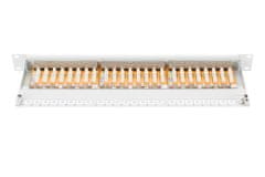 Digitus CAT 6 patch panel, zaščitena, 24 priključkov RJ45, 8P8C, LSA, 1U, za montažo v omaro, siva, 482x44x109 mm