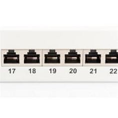 Digitus CAT 6 patch panel, zaščitena, 24 priključkov RJ45, 8P8C, LSA, 1U, za montažo v omaro, siva, 482x44x109 mm