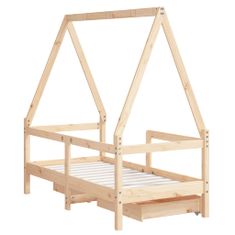 Vidaxl Otroški posteljni okvir s predali 70x140 cm trdna borovina