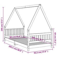 Vidaxl Otroški posteljni okvir 90x200 cm trdna borovina