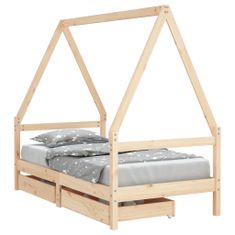 Vidaxl Otroški posteljni okvir s predali 80x160 cm trdna borovina