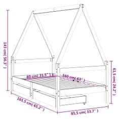 Vidaxl Otroški posteljni okvir s predali 80x160 cm trdna borovina