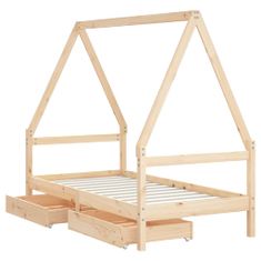 Vidaxl Otroški posteljni okvir s predali 80x160 cm trdna borovina
