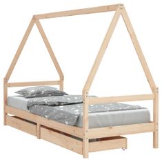 Greatstore Otroški posteljni okvir s predali 80x200 cm trdna borovina