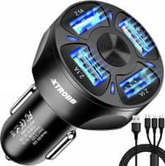 Malatec 4x USB 3.0 hitri avto polnilec 12-32V z LED 3A + polnilni kabel