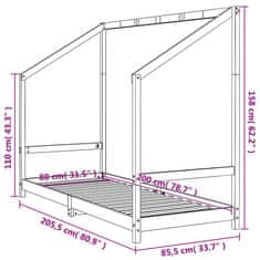 Vidaxl Otroški posteljni okvir bel 80x200 cm trdna borovina