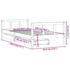 Vidaxl Otroški posteljni okvir s predali bel 90x190 cm trdna borovina