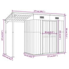 Vidaxl Vrtna lopa z nadstreškom zelena 277x110,5x181 cm jeklo