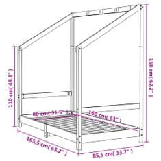 Vidaxl Otroški posteljni okvir bel 80x160 cm trdna borovina