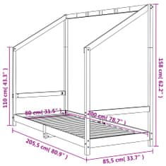 Vidaxl Otroški posteljni okvir črn 80x200 cm trdna borovina