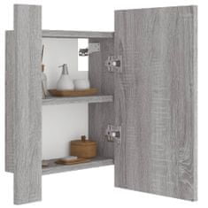 Vidaxl LED kopalniška omarica z ogledalom siva sonoma 40x12x45 cm