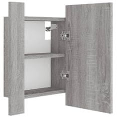 Vidaxl LED kopalniška omarica z ogledalom siva sonoma 40x12x45 cm