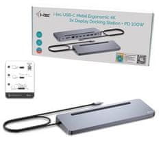 USB-C kovinska ergonomska priklopna postaja z zaslonom 3x 4K + Power Delivery 100 W