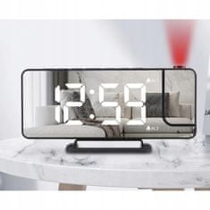 Izoksis 4v1 projekcijska budilka z LCD zaslonom in ogledalom črna