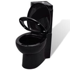Vidaxl Keramična WC školjka kotna črna