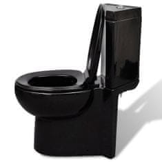 Vidaxl Keramična WC školjka kotna črna