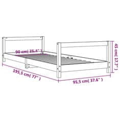 Vidaxl Otroški posteljni okvir črn 90x190 cm trdna borovina