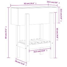 Vidaxl Vrtno cvetlično korito medeno rjavo 62x30x69 cm trdna borovina