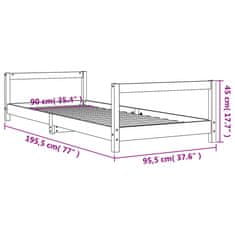 Vidaxl Otroški posteljni okvir bel 90x190 cm trdna borovina