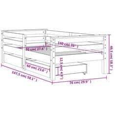 Vidaxl Otroški posteljni okvir s predali 70x140 cm trdna borovina