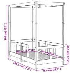 Vidaxl Otroški posteljni okvir črn 70x140 cm trdna borovina