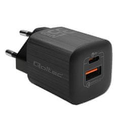 Qoltec polnilec qoltec gan ultra 35w| 5-20v | 2,25-3a | 1 x usb tipa c pd | 1x usb qc 3.0 | črna