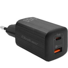 Qoltec polnilec qoltec gan ultra 65w| 5-20v | 2,25-3,25a | 1 x usb tipa c pd | 1x usb qc 3.0 | črna