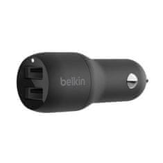 Belkin BOOST CHARGE 24W dvojni avtomobilski polnilnik USB-A, črn