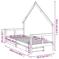 Vidaxl Otroški posteljni okvir s predali bel 80x200 cm trdna borovina