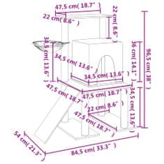 Vidaxl Mačje drevo s praskalniki iz sisala svetlo sivo 96,5 cm